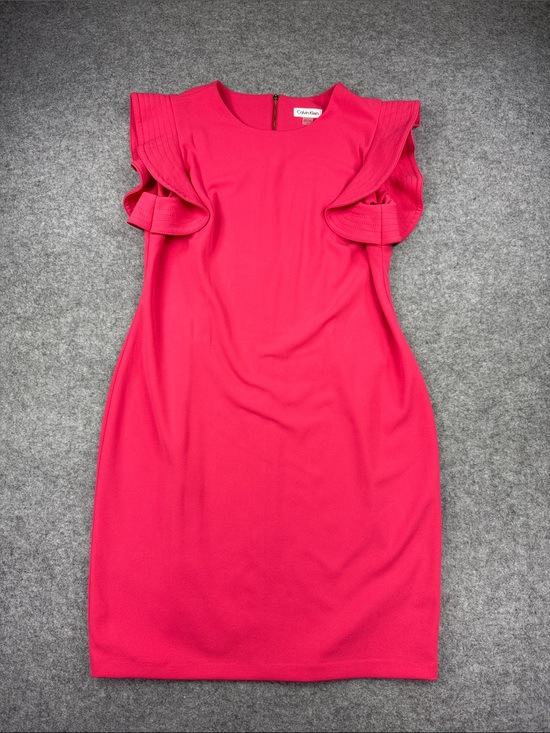 Calvin Klein Dresses & Skirts - Calvin Klein Hot Pink Ruffled-Sleeve Midi Dress